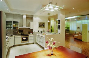 Освещение и мебель для кухни